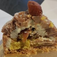 Excellent flavors: chestnut cream on the outside, passion fruit on the inside. All on top a biscuit base at Green Bakery in Taipei