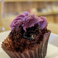 Purple sweet potato cupcake with mulberry filling at Green Bakery in Taipei