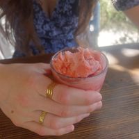 strawberry ice cream  at Orti di Mare in Capoliveri