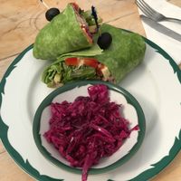 hummus wrap with pickled cabbage at Veronica's Coffee House in Kenai