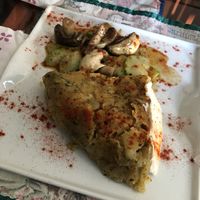 Tortilla with mushrooms and apple and paprika - pure heaven - a dream. at The V Factor in Lanzarote