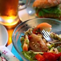 Beer and all vegan tasty food! at The V Factor in Lanzarote