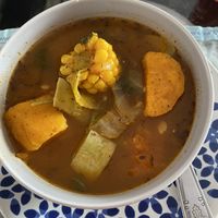Soup of the day with tasty vegetables   at The V Factor in Lanzarote
