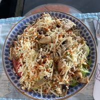 Custom salad with warm quinoa and warm roasted mushrooms (they put vegan cheese since they did not have avocados), sooo good  at The V Factor in Lanzarote