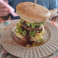 The burger, which was as big as my husbands head at The V Factor in Lanzarote