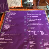 Menu at The V Factor in Lanzarote