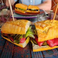 Seitan baguette and no-'phish' baguette at The V Factor in Lanzarote