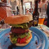 Vegan Big Burger (Amazing) at The V Factor in Lanzarote