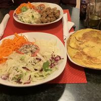 mixed salad with zucchini frittata and soy bites  at Bonta e Sapore in Turin