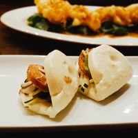 Steamed buns w. crispy soy duck, cucumber & cilantro at Herban Fix Vegan Kitchen in Atlanta