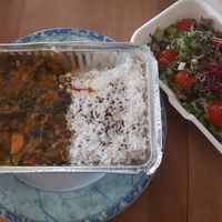 lentil dish with rice and small salad (Mittagstisch) at Amaranth in Marbach