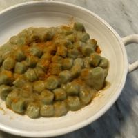 Green gnocchi at Botanica Lab in Bologna