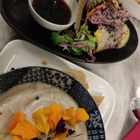 Celery root soup with chickpea flat bread at Botanica Lab in Bologna