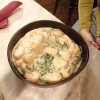 Pumpkin gnocchi with cashew cream at Botanica Lab in Bologna