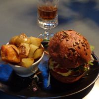 Spinach burger with an amaro. at Botanica Lab in Bologna