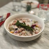 Gnocchetti lilla con crema di anacardi e carciofi  at Botanica Lab in Bologna