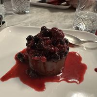 Vegan chocolate cheesecake with red fruitt  at Botanica Lab in Bologna