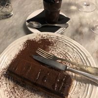 Chocolate cake and avocado pudding  at Botanica Lab in Bologna
