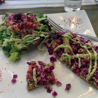 raw tostatos at Mary's Secret Garden in Ventura