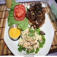 Vegan Mushroom Bakin Burger (with a side of mustard instead of vegenaise) at Mary's Secret Garden in Ventura