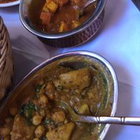 Alu chana masala and tofu ko tarkari, both vegan at Maharaja in Ljubljana