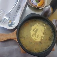 Vegan soup at Prasadam in Bogota