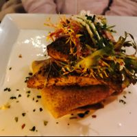 pistachio crusted tofu with root vegetable crepe  at Blossom Restaurant Chelsea in New York City