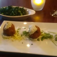 Cape Cod Cakes of hiziki seaweed, tofu, and tartar sauce at Blossom Restaurant Chelsea in New York City
