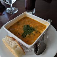 Lentil soup at Blossom Restaurant Chelsea in New York City