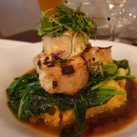 Truffle mushroom with polenta and spinach at Blossom Restaurant Chelsea in New York City