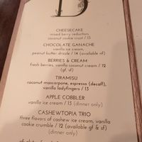 Desserts but not all available at lunch at Blossom Restaurant Chelsea in New York City