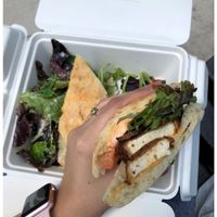 TOFU BLT with a side salad. so good at Blossom Restaurant Chelsea in New York City