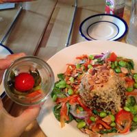 quinoa salad and spicy pickled vegetables at Fireweed in Haines