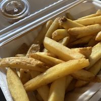 Chips and vegan peanut sauce  at Reykjavik Chips in Reykjavik