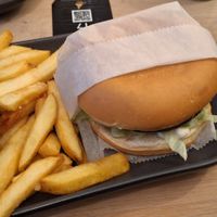 Vegan burger and satay chips at Reykjavik Chips in Reykjavik