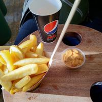 Medium chips with satay sauce. at Reykjavik Chips in Reykjavik