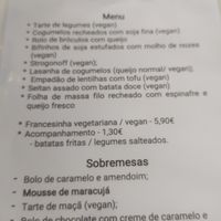 Weekend menu at Pausa Util in Braga