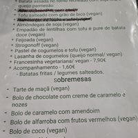 Current menu at Pausa Util in Braga