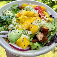 Tofu Thai Crunch salad bowl with mango added. Yum!  at Fusian - Miamisburg-Centerville Rd in Dayton