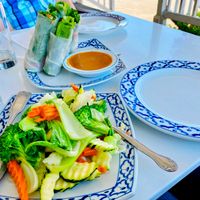 Steamed veggies and fresh rice rolls at Thai Duvall in Duvall