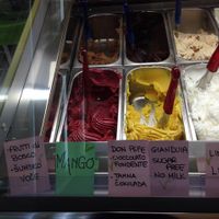 vegan gelatos are marked with a green 'v' at Gelateria Italia in Rovinj