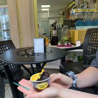 Mango & dark chocolate combination (very tasty) at Gelateria Italia in Rovinj