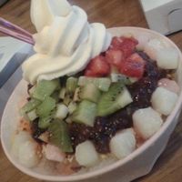 Fruits Snow Ice... made vegan by subbing soy froyo and omitting the condensed milk... Delicious! at Citra in Seattle
