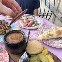 Bean stew & bread stuffed with bean  at Palaty in Kutaisi