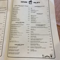 Menu  at Palaty in Kutaisi