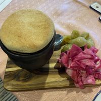Potrawka z fasolą, chlebem i piklami   at Palaty in Kutaisi