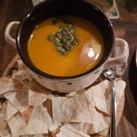 Pumpkin, ginger and coconut milk soup at Kafe Leila in Tbilisi