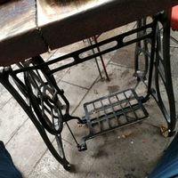 Tables were probably recycled from sewing machines at Kafe Leila in Tbilisi