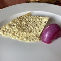 Free papad and pickled onions  at Moti Mahal Deluxe in Kathmandu