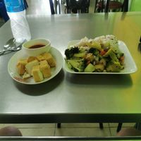 Tofu, vegetables, rice at Jiya Chai in Phuket